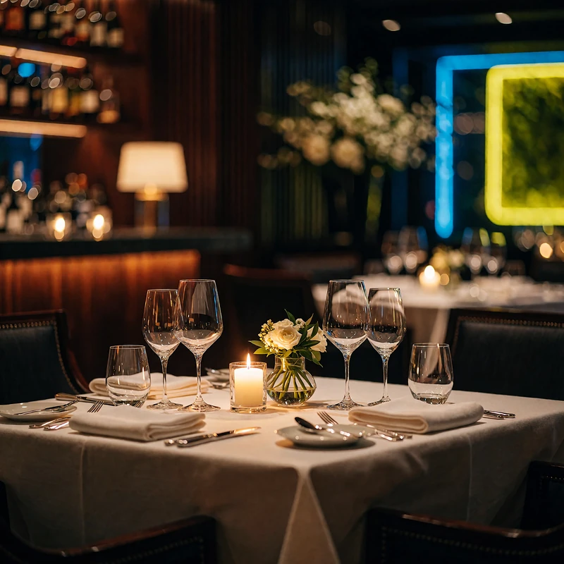 Candlelit fine dining table for two with crystal glassware, illustrating sugar baby dating